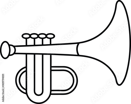 Toy Bugle Icon Line Art Vector | Kids Instrument, Music Toy & Horn Outline Drawing