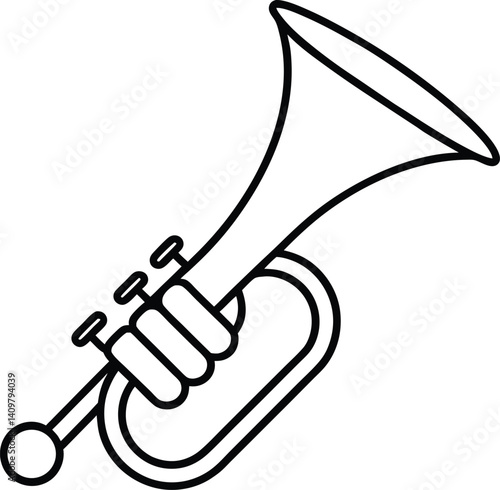 Toy Bugle Icon Line Art Vector | Kids Instrument, Music Toy & Horn Outline Drawing
