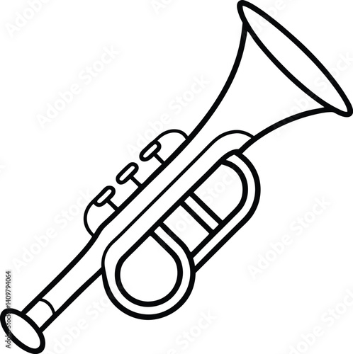 Toy Bugle Icon Line Art Vector | Kids Instrument, Music Toy & Horn Outline Drawing