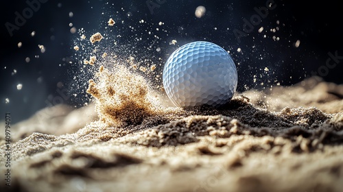 Wallpaper Mural A dramatic sand trap shot golf ball flying out Torontodigital.ca