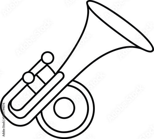 Toy Bugle Icon Line Art Vector | Kids Instrument, Music Toy & Horn Outline Drawing