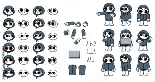 Chibi Hoodie Character Creator Pack, Poses and Items, Build Your Own Character