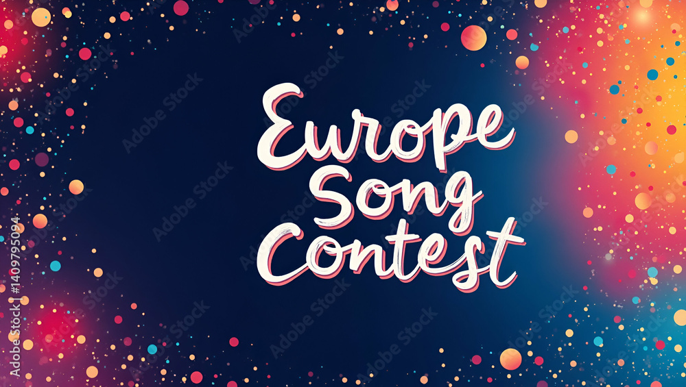 Fototapeta premium Dynamic Europe Song Contest Banner Design: Bold Graphics, Vibrant Colors, Modern Typography, Innovative Layouts for Effective Digital Event Promotion & Branding - Photo Stock Concept