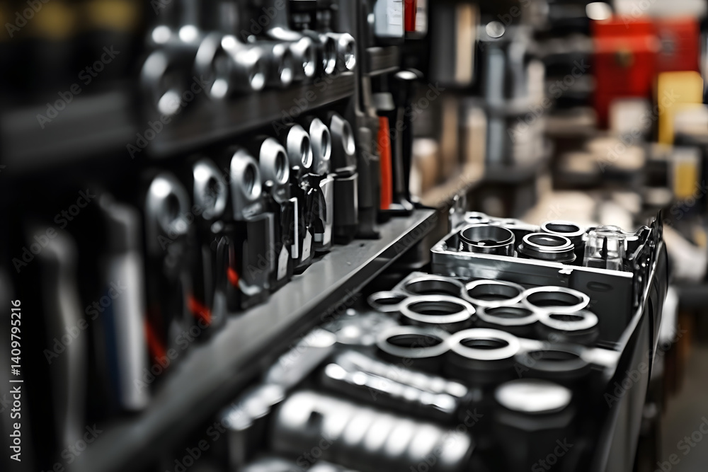 Naklejka premium Toolkit put up for sale in a hardware store