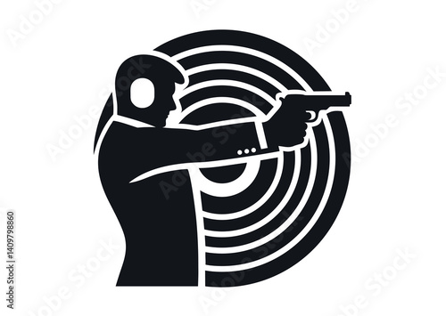 Man shoots at target with pistol