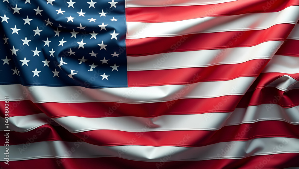Obraz premium Memorial Day American Flag Visual: Bold Colors, Refined Textures, Dynamic Lighting for National Pride - Premium High Resolution Photo Stock Concept with Left Space