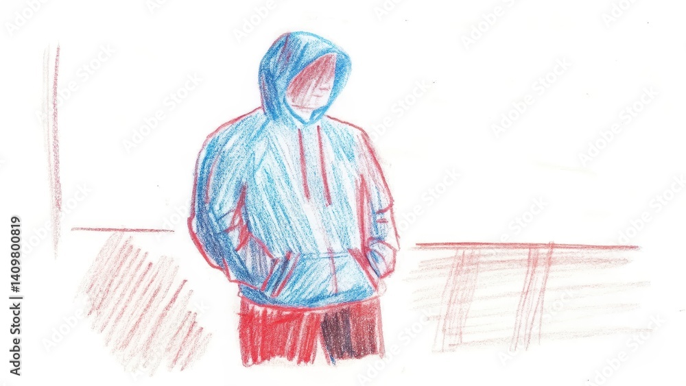 Person in a Hoodie Pondering Against a Minimalistic Background