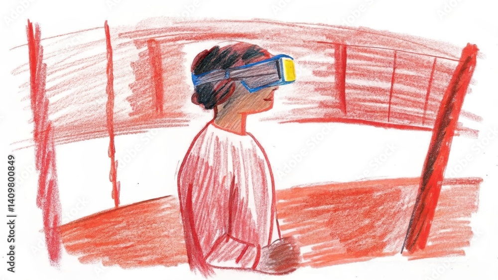 Woman Experiencing Virtual Reality in Vibrant Setting