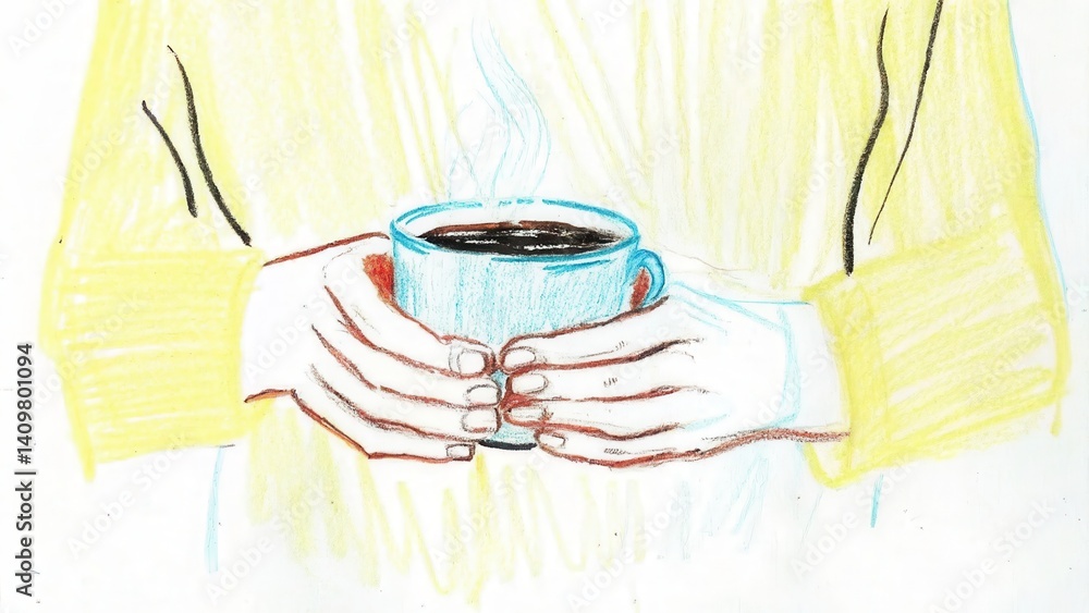 Person holding a coffee cup with warm colors