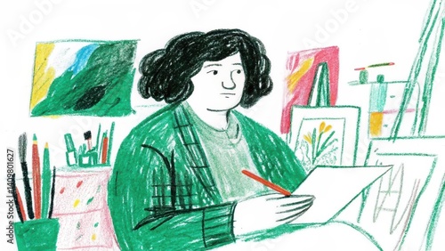 Obraz na płótnie Creative artist drawing in a colorful workspace w salonie