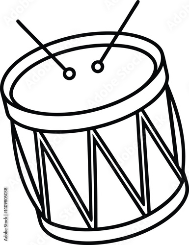 Toy Drum Icon Line Art Vector | Kids Music Toy, Percussion & Rhythm Outline Drawing