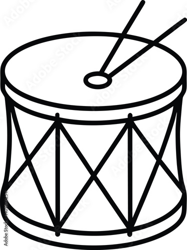 Toy Drum Icon Line Art Vector | Kids Music Toy, Percussion & Rhythm Outline Drawing