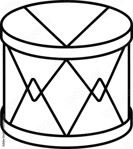 Toy Drum Icon Line Art Vector | Kids Music Toy, Percussion & Rhythm Outline Drawing