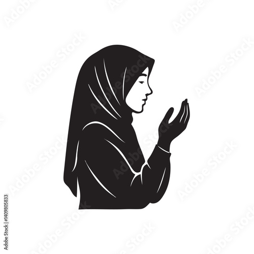 silhouette of a woman praying