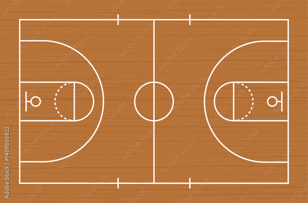 Basketball court top view, Basketball court line