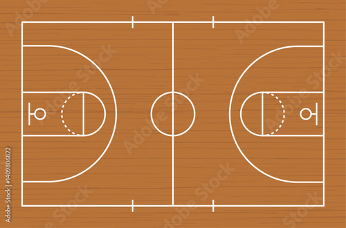 Obraz na płótnie Basketball court top view, Basketball court line w salonie
