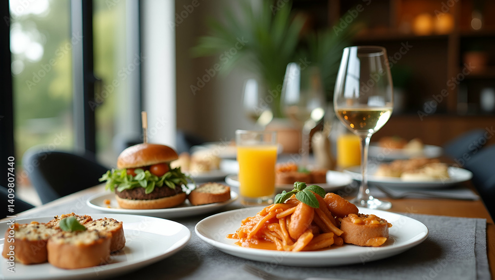 Elegant Mother's Day Brunch: Stylish Table Settings, Gourmet Cuisine & Cheerful Interactions in High-Resolution Imagery with Space for Text Elegant Mother's Day Brunch: Stylish Table Settings, Gourmet Cuisine & Cheerful Interactions in High-Resolution Imagery with Space for Text