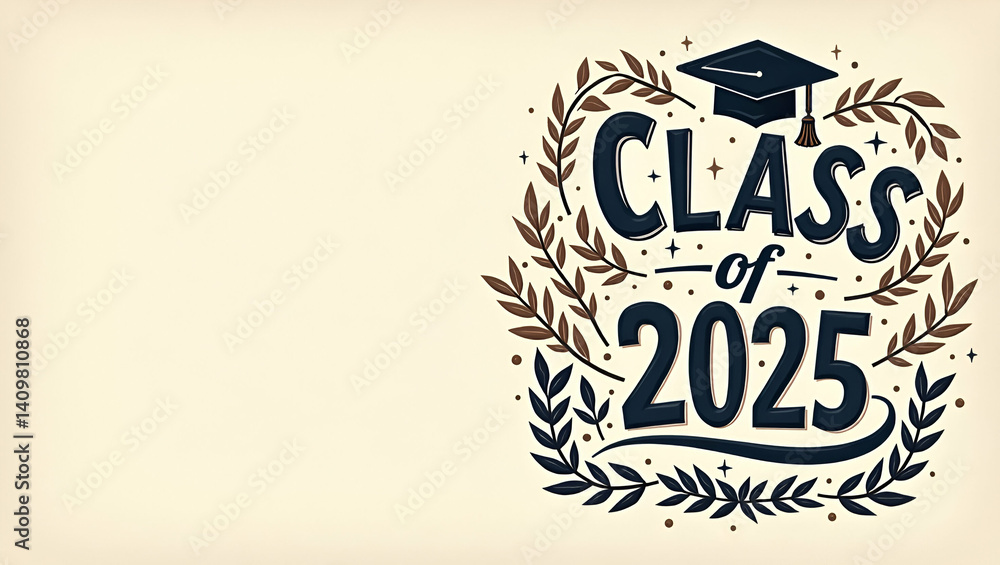 Fototapeta premium Timeless Class of 2025 Memorabilia: Classic Design Meets Crisp Digital Imaging for Celebrating Academic Achievements