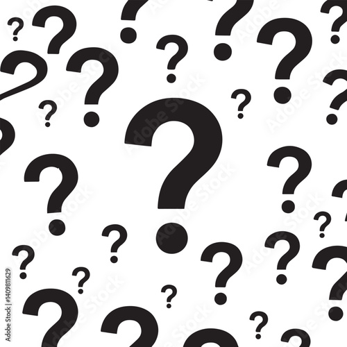 Black question mark pattern background. Answer guess  decorative abstract wallpaper. Vector illustration