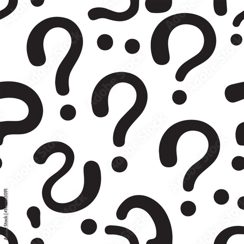 Black question mark pattern background. Answer guess  decorative abstract wallpaper. Vector illustration