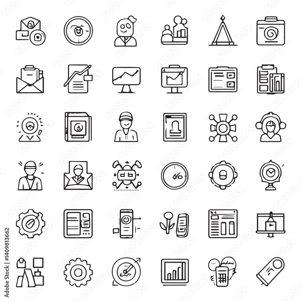 Business management icon set. Set of 30 outline icons related to management, functions, principles, goals. Linear icon collection. Business management outline icons collection. Editable stroke. Business management icon set. Set of 30 outline icons related to management, functions, principles, goals. Linear icon collection. Business management outline icons collection. Editable stroke.