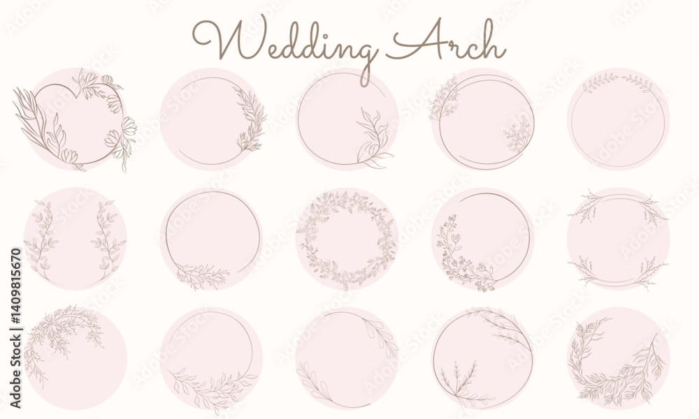 Romantic vector set of floral wedding arches with branches, leaves, and flowers. Perfect for invitations, decor, and branding. Fully editable and isolated elements. Romantic vector set of floral wedding arches with branches, leaves, and flowers. Perfect for invitations, decor, and branding. Fully editable and isolated elements.