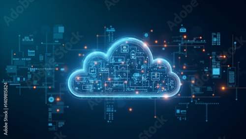 Robust cloud platform solution offering versatile computing power secure data storage and integrated services for comprehensive digital transformation in enterprises. in  Photo Stock  Concept  and emp