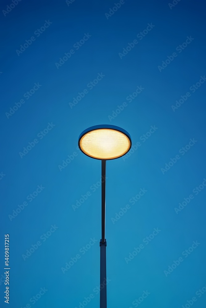 Modern Street Lamp Illuminating Blue Sky Modern Street Lamp Illuminating Blue Sky