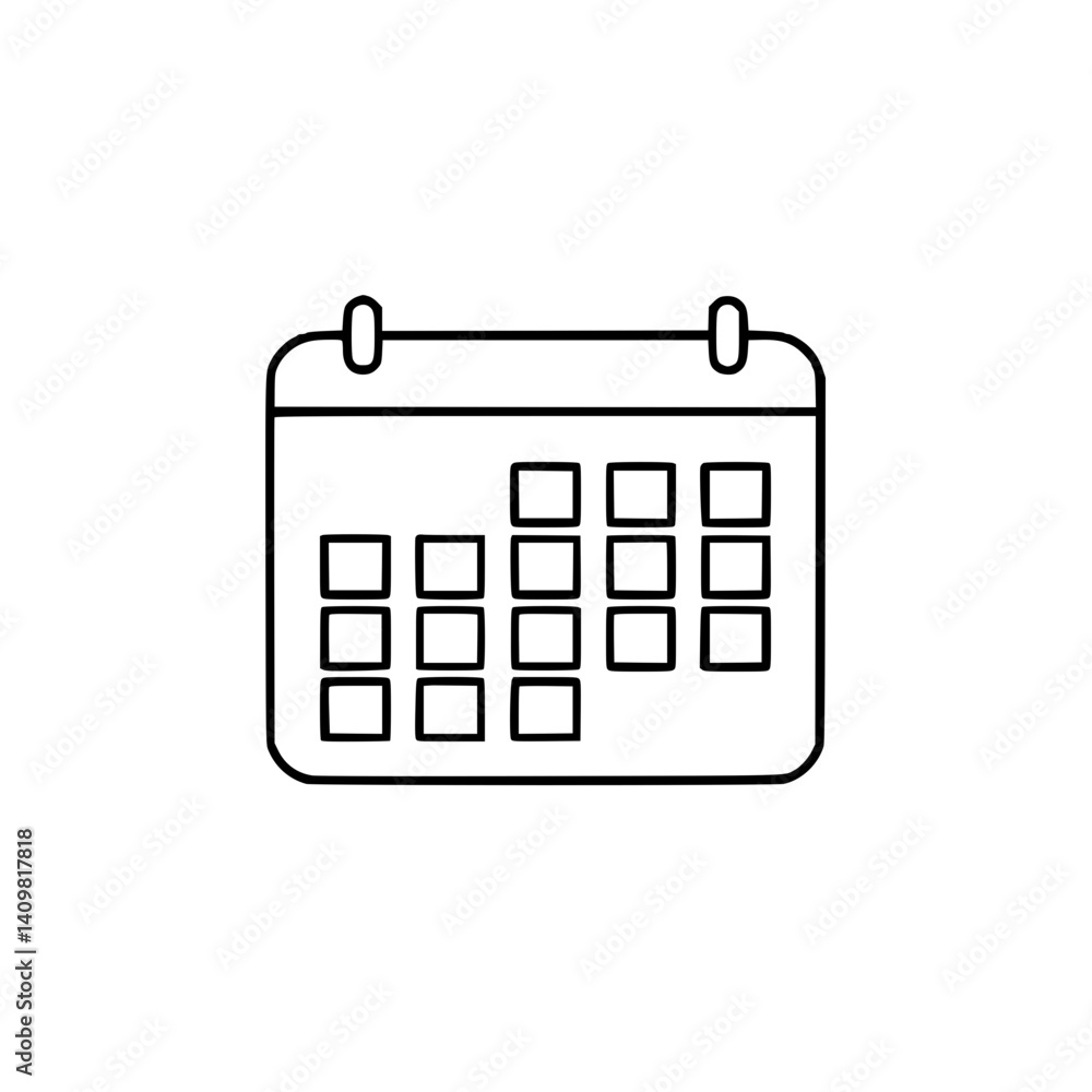 Icon of a calendar representing scheduling and time management for planning or organization concepts Icon of a calendar representing scheduling and time management for planning or organization concepts