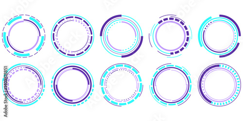 Futuristic Tech Circular  Frame HUD Elements