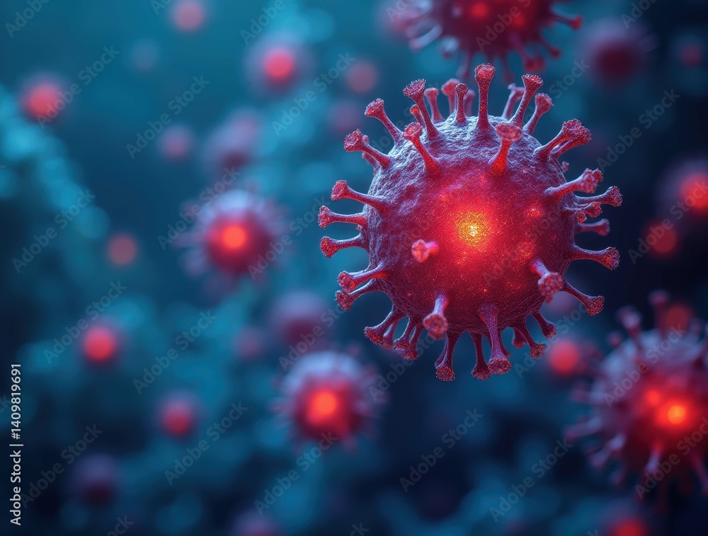 COVID-19 Virus Illustration in Dark Environment COVID-19 Virus Illustration in Dark Environment