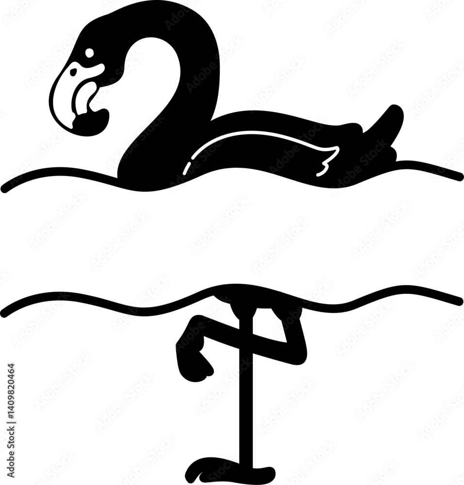 Obraz premium Summer split monogram frame silhouette illustration