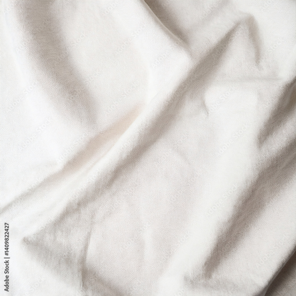 Natural white cotton linen fabric background. Soft plain textile top view surface earth tone color. Close-up texture of neutral white cloth for display products, mockups or presentations. Natural white cotton linen fabric background. Soft plain textile top view surface earth tone color. Close-up texture of neutral white cloth for display products, mockups or presentations.