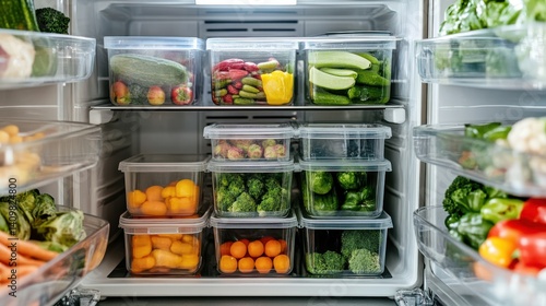 clean fridge with organized storage containers.
