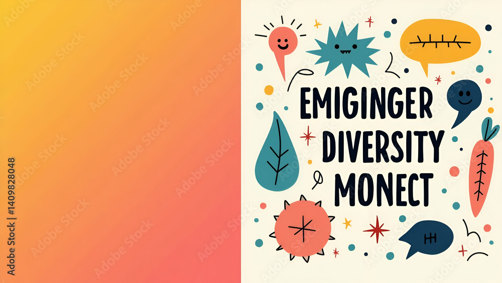 Naklejka premium Empowering Diversity: Modern Typography and Design for Social Inclusion - Engaging Visuals with Clear Narratives in Photo Stock