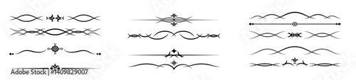 Vintage decoration, calligraphic ornament, corners and dividers vector illustration.