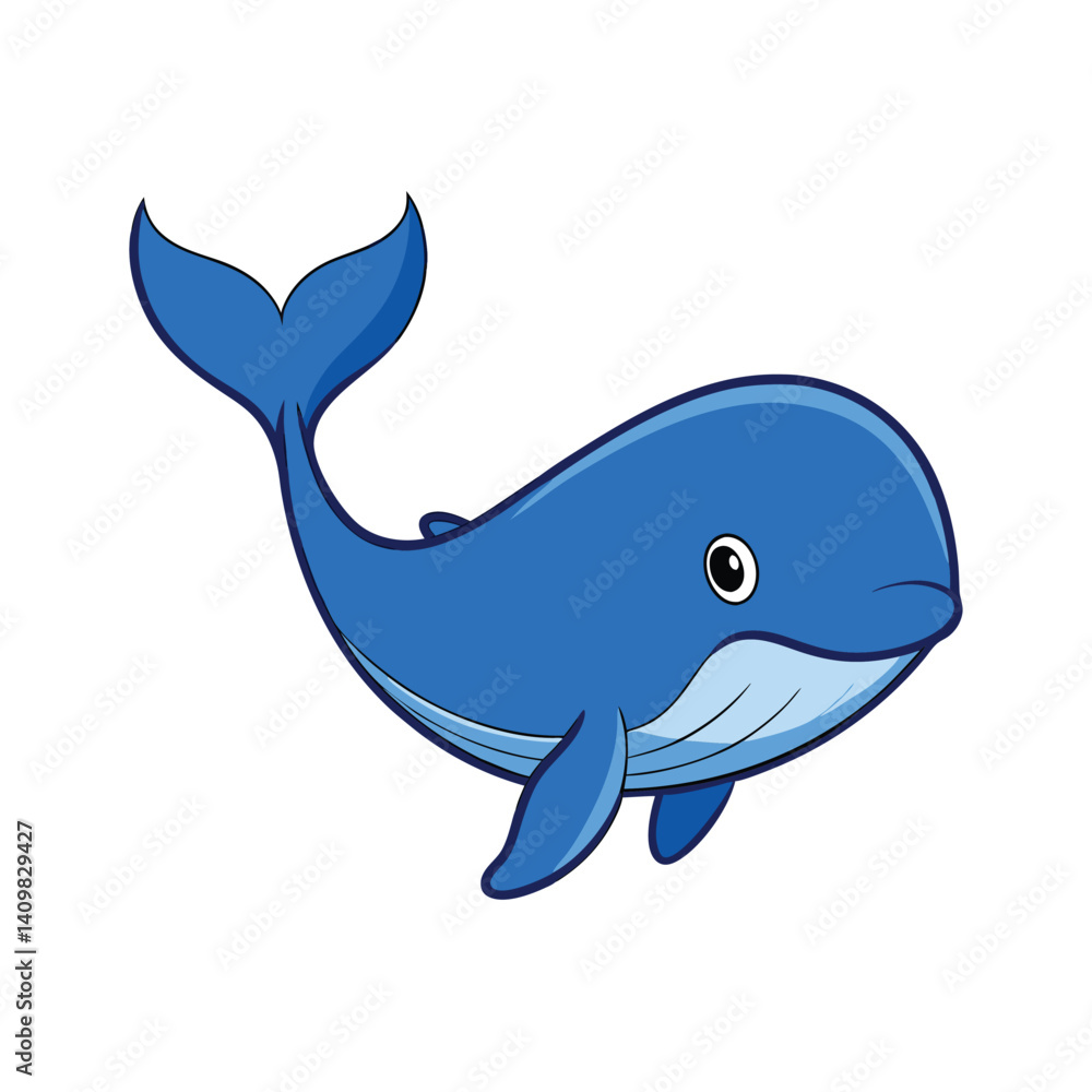 Cute Cartoon Whale in the Ocean Cute Cartoon Whale in the Ocean