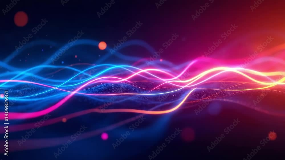Colorful Waves of Light in a Dark Background for Digital Art Colorful Waves of Light in a Dark Background for Digital Art