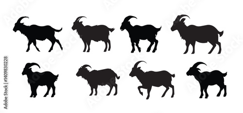 Goats isolated on white, hand drawn illustration