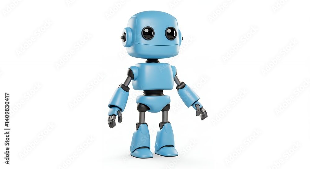 Cute light blue robot character illustration Cute light blue robot character illustration