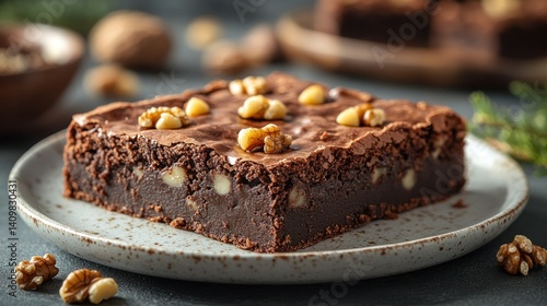 Decadent chocolate walnut brownie