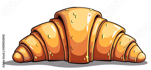 Golden brown croissant icon, minimalist line art, isolated on white background, perfect for food blogs, culinary websites, menus, and stationery design