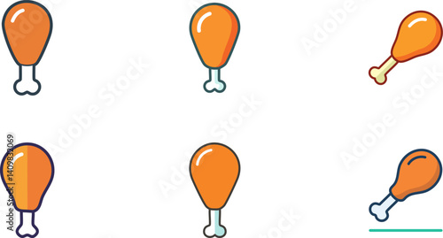 Crispy fried chicken thigh vector icon