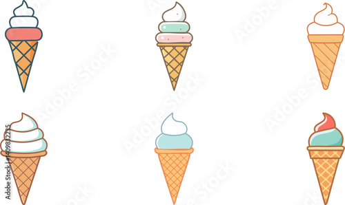 Cute vector icon of ice cream with soft top