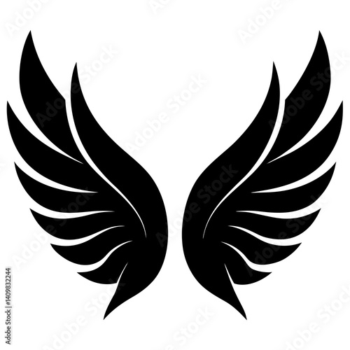 A pair of wings shaped like leaves on white background.
