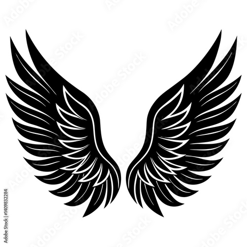 A pair of wings shaped like leaves on white background.

