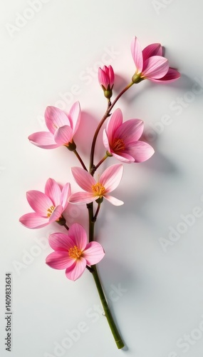 Delicate petals unfolding on a crisp white surface, delicate, flowers, still life