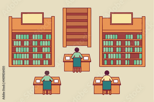 People studying at desks in a library among shelves filled with books during daylight