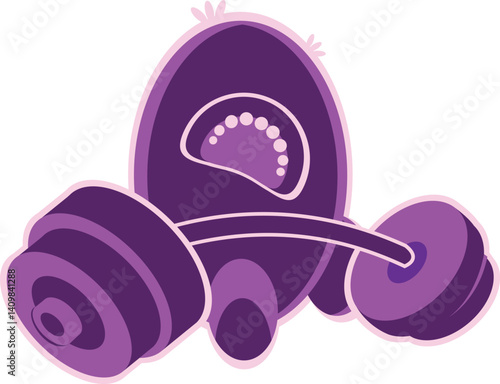 a simple purple rocket with barbel on side