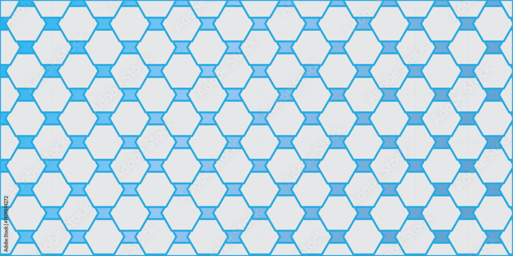 Fototapeta premium Blue seamless vector pattern design with geometric hexagonal shapes